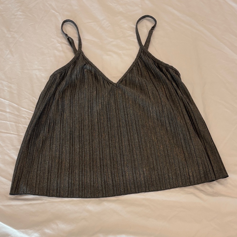 Metallic Gray Strappy Women's Top